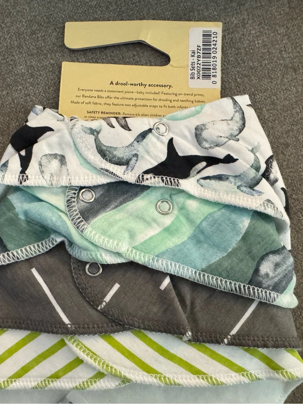 NWT Copper Pearl Kai Baby Bandana Bibs 4 Pack- Whale Ocean Waves - Picture 5 of 5